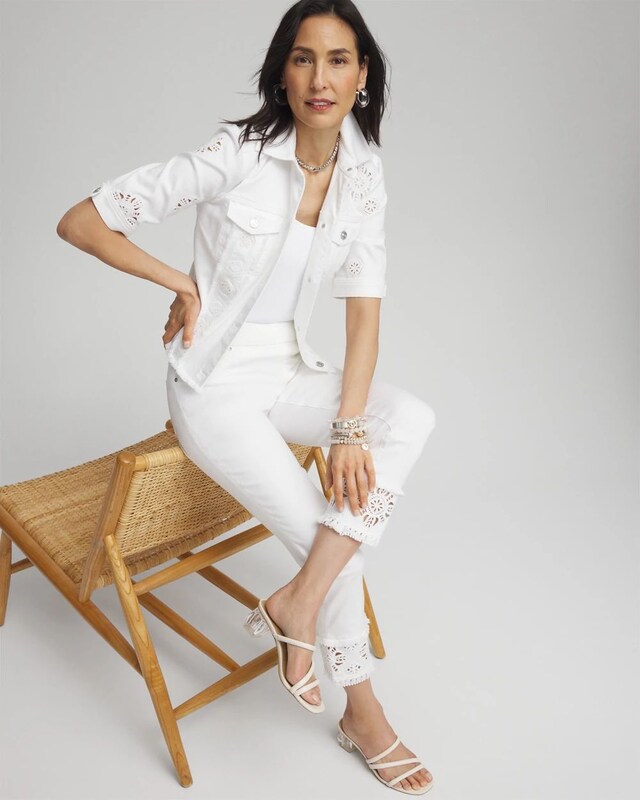 Short Sleeve Eyelet Denim Jacket - image 2
